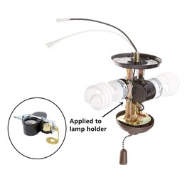 Ceiling Fan Light E-27 Multi Lampholder Socket Switch Zing Ear ZE-310D Socket with ZE-109M Pull Chain Switch for Lamp Light (Brass)