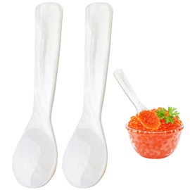 Perlmutt Löffel, 2er Set 9cm Weiße Kaviar Löffel Mit Geradem Griff Für Fisch Kaviar Sushi Delikatessen Hochwertiges Perlmutt Für Elegantes Servieren