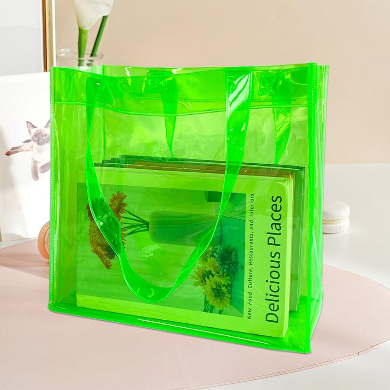 TotePrint 1pcs Waterproof Large Transparent Pvc Shopping Clear Tote Bag