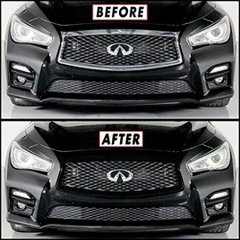 SlickMod Chrome Delete Blackout Vinyl Overlay for 2014-2017 Infiniti Q50 Q50S Front Bumper Grill Trim (Gloss Black)