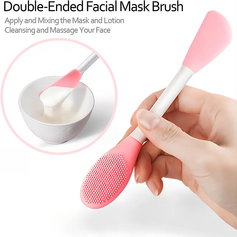 Facial Cleansing Brush,2 in 1 Silicone Face Scrubber for Exfoliating,Massaging,Remove
