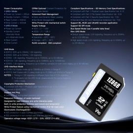 CHIPFANCIER 128GB SD V90 Card SDXC UHS-II V90 Memory Card R290MB/s W290MB/s C10 U3 V90 Full-HD & 8K Video Black