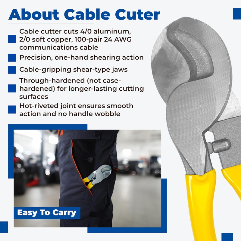 Cable Cutter Heavy Duty Wire Cutting Tool Shears for Aluminum,