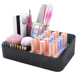 heemeei Nail Drill Machine & Bits Storage Box, 10 Holes Transparent Acrylic Drill Bit Holder, Plastic Nail Drill Tool Displayer Holder Case for Nails, Nail Drill Grinding Bit Organizer (Black)