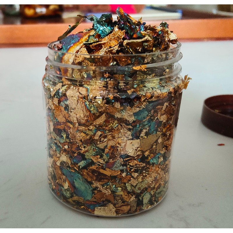 JINRUISI Gilding Flakes Variegated Gold Foils Leaf Flakes Gilding Craft