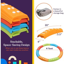Special Supplies Special Supplies Colored Wavy Circle Balance Beams Stepping Stones for Kids, 8 Pc. Set, Non-Slip Textured Surface and Slip Resistant Floor Rubber Edges, Promote Agility, Strength, Active Play