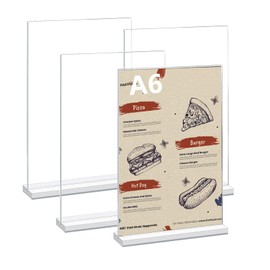 LiuHancsqd 4 Pcs A6 Acrylic Sign Holder A6 Display Stand, A6 Menu Holders, Clear Double Sided A6 Perspex Display Stands, A6 Poster Holder for Office Store Restaurant Reception Poster Menu Table Stand