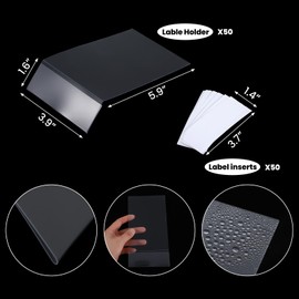 50 Pcs Library Shelf Label Holders 6 x 4 Inch Moveable Shelf Markers for Classroom Office Library Book Shelves with 50 Pcs Label Inserts