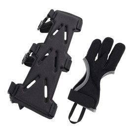 zalati Adjustable Archery Arm Guard And Finger Glove Set Breathable Forearm Protector With 3-Finger Glove For Teens And Adults Shooting Shooting Practice