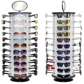 Sunglass Rack Storage & Holder – Silver Spinning Rack for Displaying Sunglasses, Eyeglasses, Reading Glasses for Store, Office and Home Goods