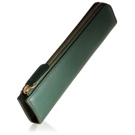 Blue Sincere PCS3 Pencil Case, Slim, Leather, Opening, Pencil Case, Genuine Leather, For Adults, Stylish, Simple, Stationery, Women's, Men's,, deepgreen, Minimal