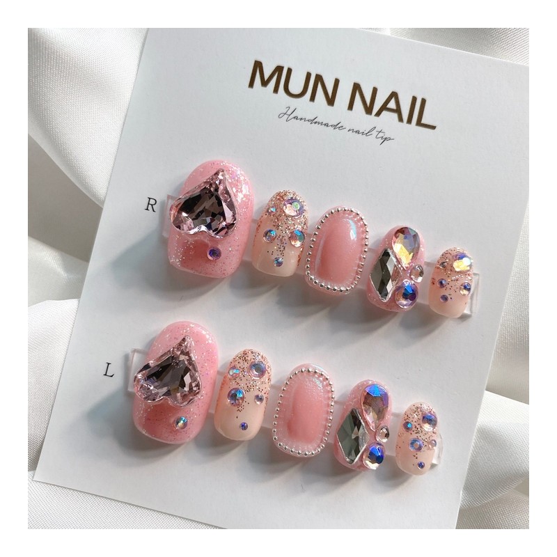 MunNail Pink Heart Nail Tips - Square / MunNail 핑크하트