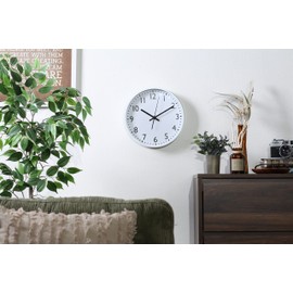 Fuji Boeki 37859 Wall Clock, Width 9.8 x Depth 1.6 x Height 9.8 inches (25 x 4 x 25 cm), White, Silent, Continuous Second Hand, Simple
