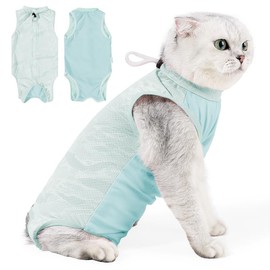Anti Licking Cat Surgery Suit Female Cat Onesie for Cats After Surgery Kitten Surgical Spay Suit Pet Body (Baby Blue, S)