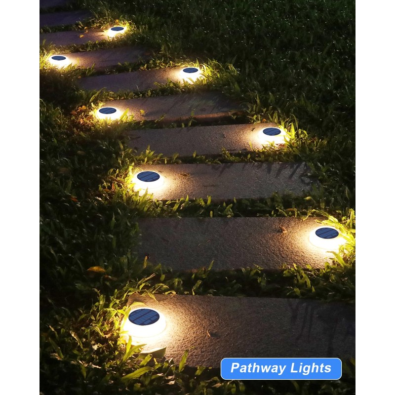 DetarZinLED Solar Step Lights Outdoor Waterproof, 4 Pack Warm White