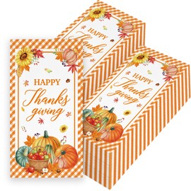 XUELIREN 50PCS Thanksgiving Napkins, Autumn Pumpkin Disposable Paper Decorative Guest Napkins, Fall Harvest Hand Towel for Party Lunch Dinner Kitchen Bathroom Decor