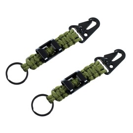 Paracord Planet Handwoven Paracord Keychain with Carabiner and Bottle Opener - 2 Pack (Olive)