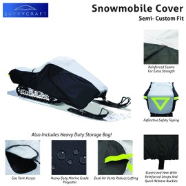 Savvycraft Snowmobile Cover Compatible with 2014 Polaris Pro RMK 800 155in, Gray/Black Color