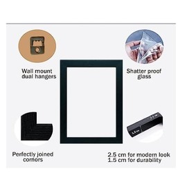 Modern 30x30cm Picture Frame In Multiple Colors & Sizes 30x30 Wooden Frames With Perspex Front & Wall Hanging Hooks - Poster Frames White Black Oak (Black)