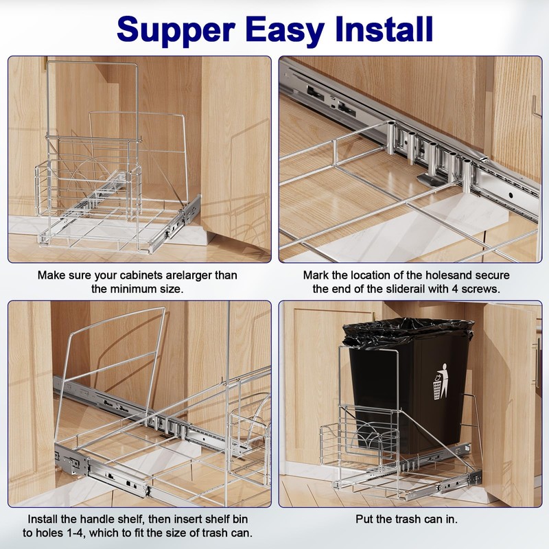 Hailivike Pull Out Trash Can Holder Under Cabinet, Under Sink