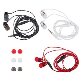 3 Packs Earbud Headphones with Remote & Microphone, findTop in Ear Earphone Brass Sound Noise Isolating Tangle Free for iOS and Android Smart Phones and Laptops