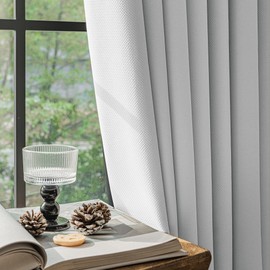 FMFUNCTEX 100% Blackout Curtains for Bedroom, White Back Tab Curtain 72 Inch Length Drapery Thermal Insulated Curtains for Living Room, Black Out Drapes Rod Pocket Room Darkening 2 Panels