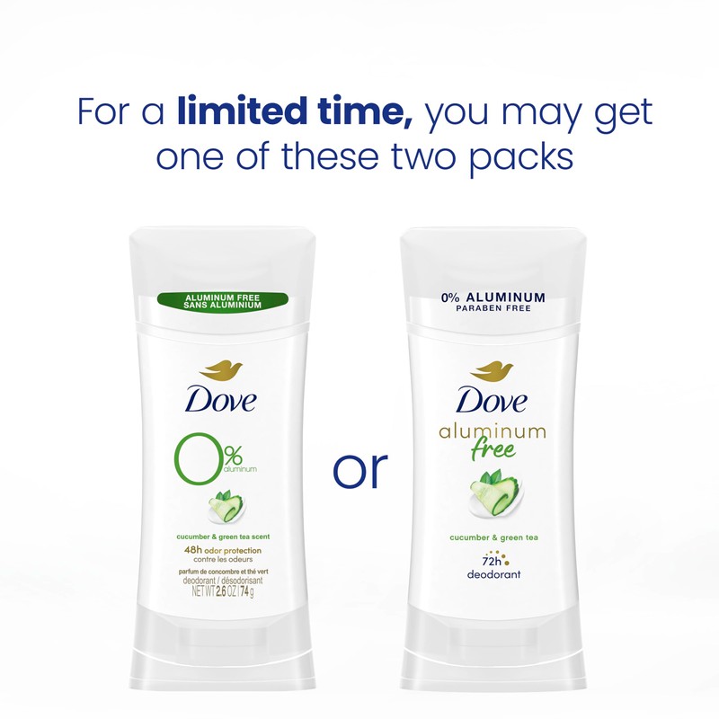 Dove Aluminum Free Deodorant for Women 4 Count Cucumber and