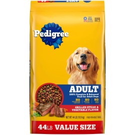 Unbranded 44 lbs. Pedigree Complete Nutrition Grilled Steak Vegetable Dry Adults Dog Food