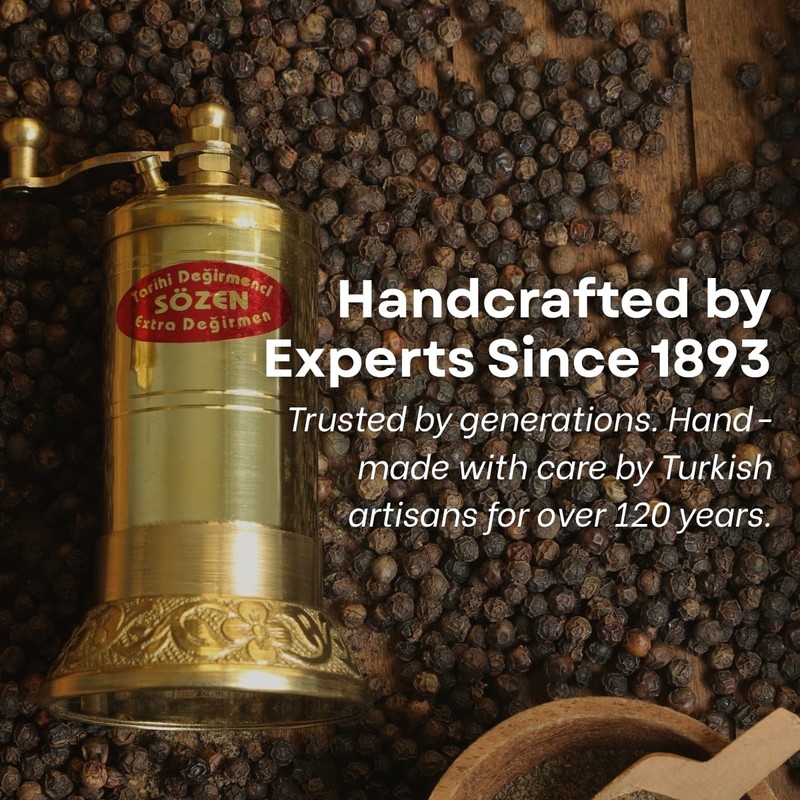 Sozen 4.3" Manual Pepper Grinder Brass – Handmade Turkish Pepper