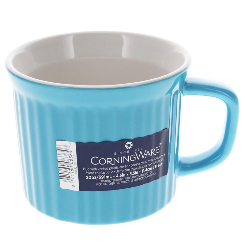 CorningWare 20oz Pool Blue Round Soup Meal Mug (4-Pack)