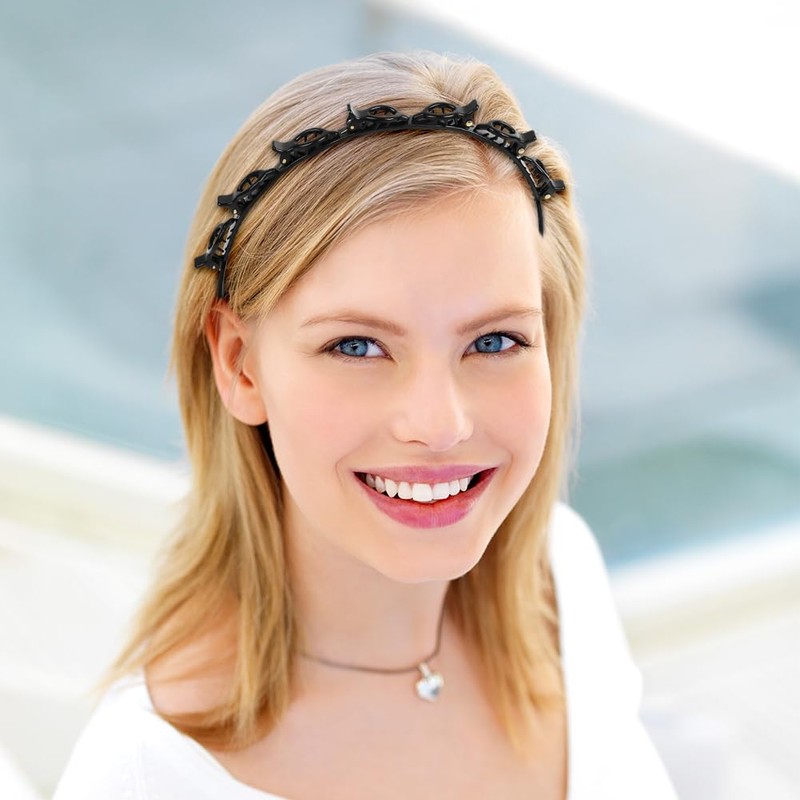 LOPHE 2PCS Clip Headbands Double Bangs Hairstyle Hairpin, Teeth Comb