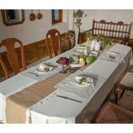 Simple&Opulence 140 x 200 cm Rectangular Tablecloth, 280 GSM Cotton Canvas Tablecloth, Waterproof & Wipeable & Durable, 6-8 Seats Tablecloth for Food, Kitchen, Outdoor, Nature