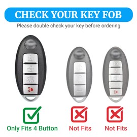 Joouheax Key Fob Cover for Nissan with Key Chain, 4 Button Soft TPU Key Fob Case Protection Shell for Nissan Infiniti Altima Maxima Rogue Armada Pathfinder, Silver