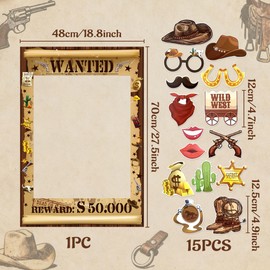 Western Cowboy Photo Booth Props Wild West Wanted Poster Photo Props Frame