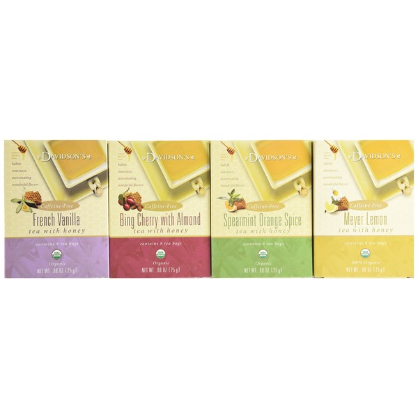 Davidson's Tea Assorted Tea And Honey, 8-Count Tea Bags (Pack of 12)
