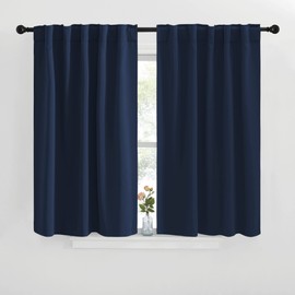 NICETOWN Blackout Curtain Panels for Living Room - (Navy Color) 42x36 inch, 2 Panels Set, Room Darkening Blackout Drapes for Window
