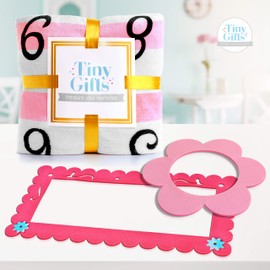 Tiny Gifts Baby Monthly Milestone Blanket + 2 Frame Props | 60" x40” | Thick, Soft Minky Fleece (Pink)