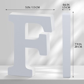 White Wooden Letters 8 Inch for Wall Decor,Large Unfinished Wood Letters for Home,Wooden Alphabet Letters for Crafts,Standing Garden Board or Room Name Signs DIY Carft (F)