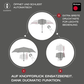 Knirps Umbrella I.200 Medium Duomatic Meditate Black Ecorepel with Umbrella Bag I Small Pocket Umbrella with Push Button I Umbrella Automatic & Compact I Pocket Umbrella Lightweight