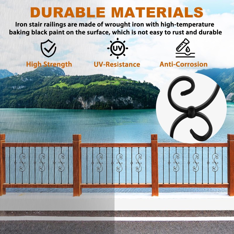 Zwinz 10 Pack Wrought Iron Balusters, 1/2" x 44" Balusters