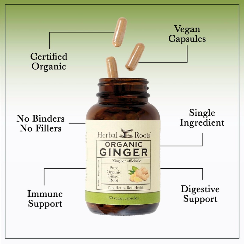 Herbal Roots Ginger Supplement | Organic Ginger Root Capsules |