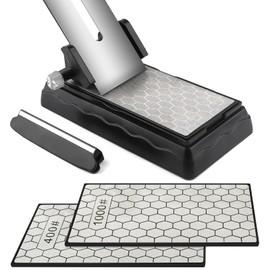 Lanstics Chisel Sharpening Kit, Diamond Sharpening Stones with Honing Guide Knife Sharpener Stone for Chisel Plane Sharpening Stone Set Fine/Coarse Diamond Sharpening Plate with Angle Guide (400/1000)