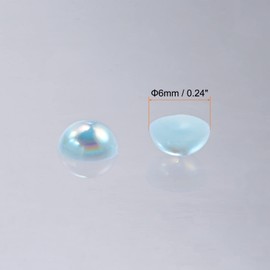 HARFINGTON 720pcs ABS Half Pearl Beads, 6mm Resin Flat Back Pearls Shiny Imitation Pearl Bead for DIY Crafts Making Shoes Wedding Christmas Photo Frames, Colorful Light Blue