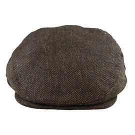 TruClothing Mens Flat Cap Wool Herringbone Tweed Vintage Classic 1920s Unisex Del Boy - Brown S
