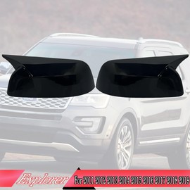Rear View Mirror Cover, for Ford Explorer 2011 2012 2013 2014 2015 2016 2017 2018 2019 - Bright Black Turn Signal Housing Cover Accessories