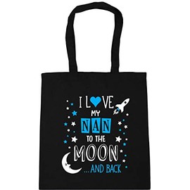 Hippowarehouse I Love My Nan to the Moon and Back (Blue) Tote Shopping Gym Beach Bag 42cm x38cm, 10 litres