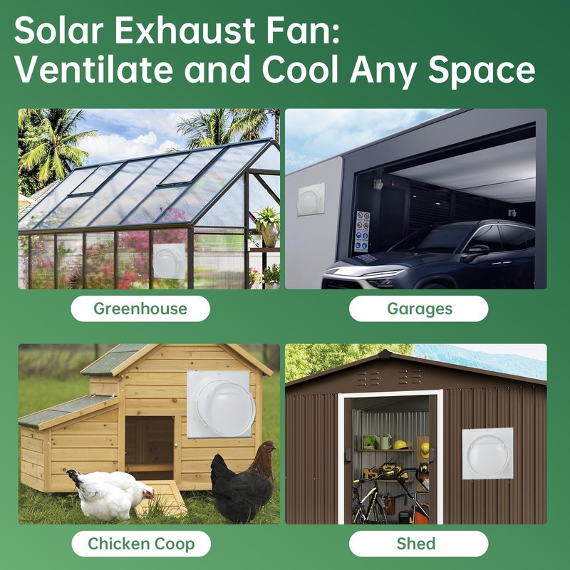Solar Exhaust Fan, 25W Waterproof Solar Panel 8 Inch Ventilation