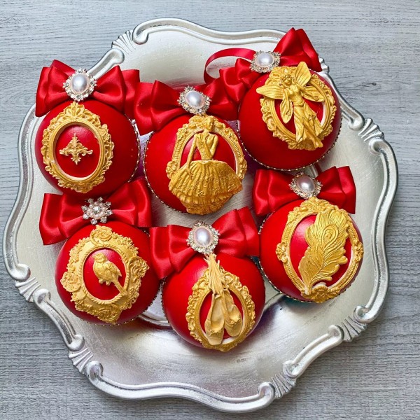 jelanny 6 Christmas tree red gold ornament fairy tale ballerina