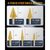 COMOWARE Step Drill Bit Set 5-Piece Titanium-Coated with Automatic Center