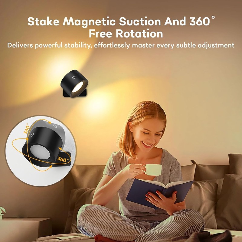 Lightess Battery Operated Wall Sconce Set of 2, 5000mAh Rechargeable